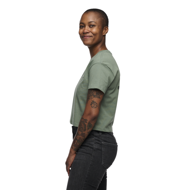 Black Diamond Faded tricou crop cu mânecă scurtă pentru femei, laurel green