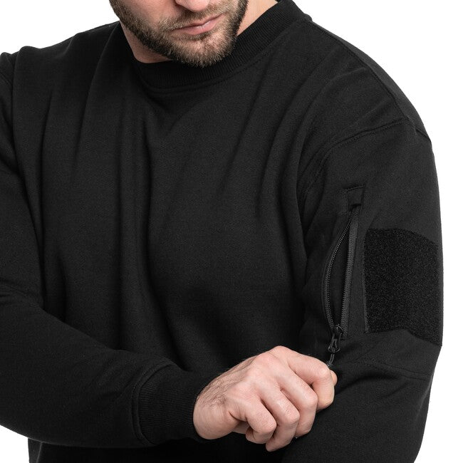 Mil-Tec Tactical hanorac cu gât rotund, negru