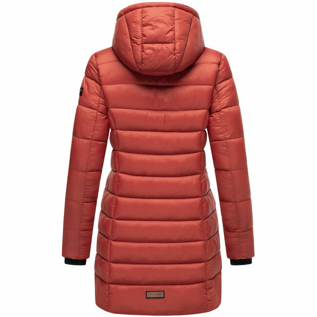 Marikoo ABENDSTERNCHEN palton piquat pentru femei cu glugă, Terracotta
