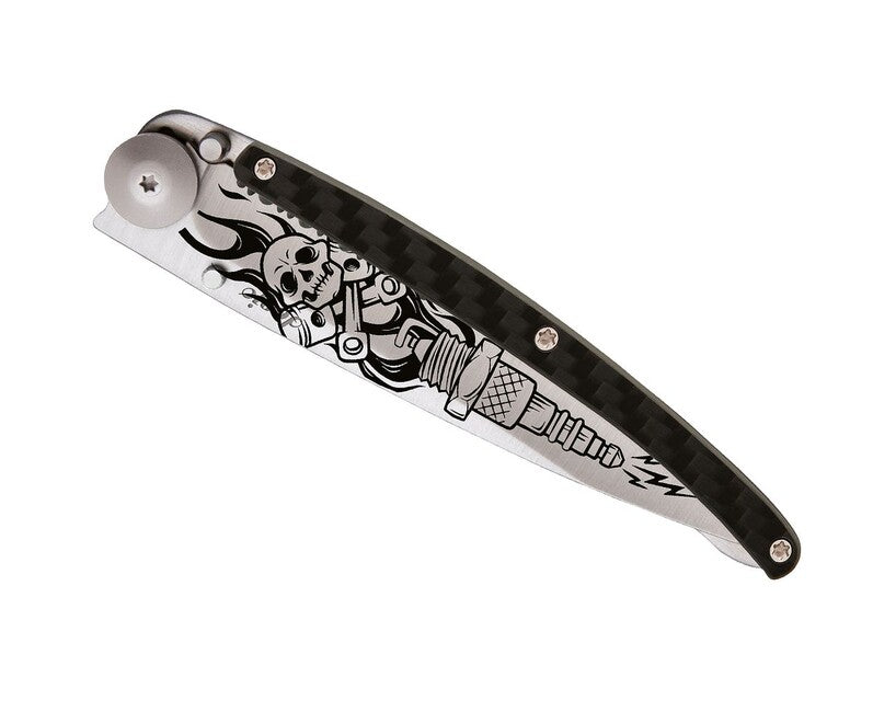 Deejo Tattoo briceag Serration titan carbon fiber Biker