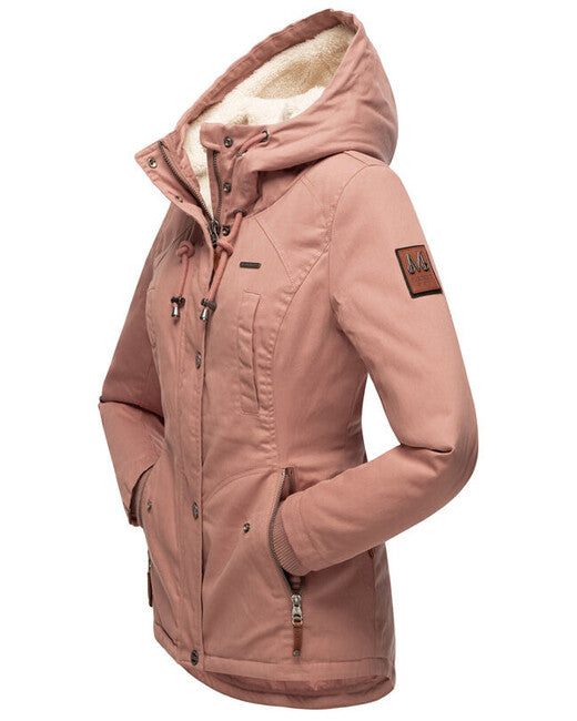 Marikoo Bikoo parka de iarnă pentru femei cu glugă, terracotta