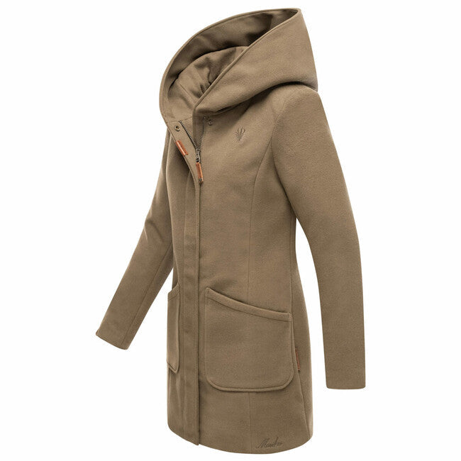 Marikoo MAIKOO palton de iarnă pentru femei cu glugă, Stone brown