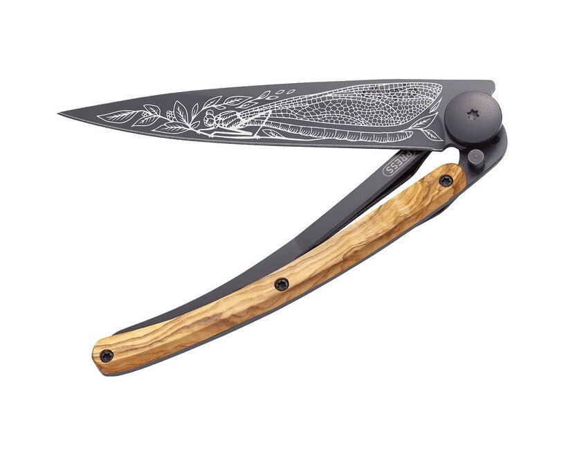 Deejo Tattoo Dragonfly briceag Black olive wood