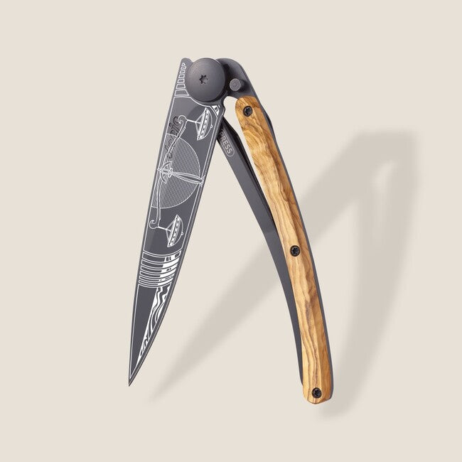 Deejo Tattoo briceag Black olive wood Libra