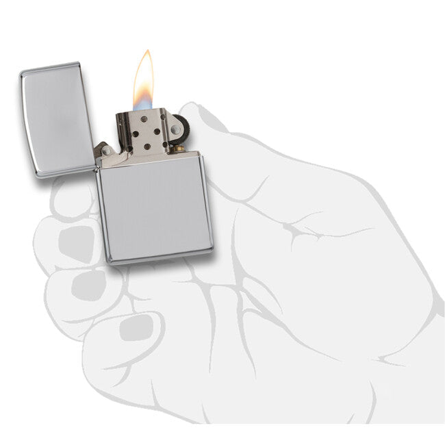 Zippo brichetă cu benzină, high polish chrome