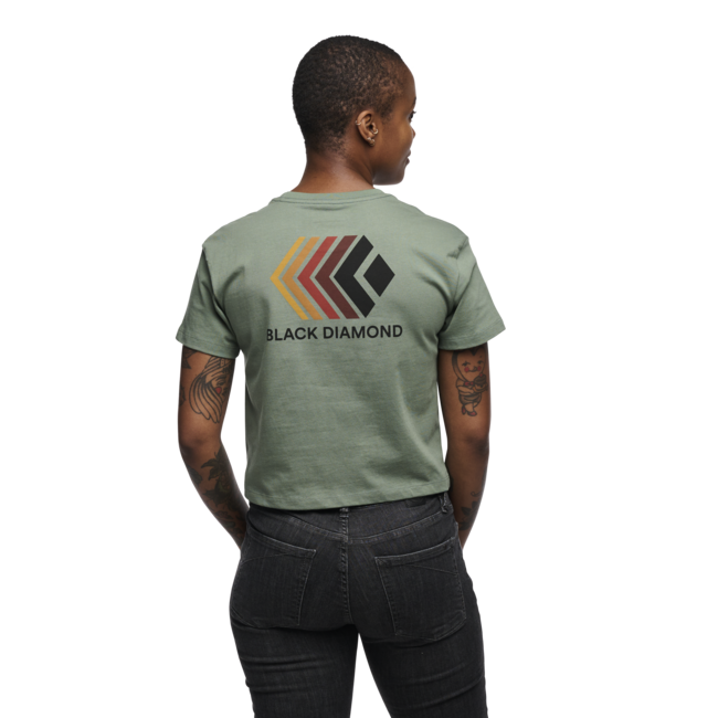 Black Diamond Faded tricou crop cu mânecă scurtă pentru femei, laurel green