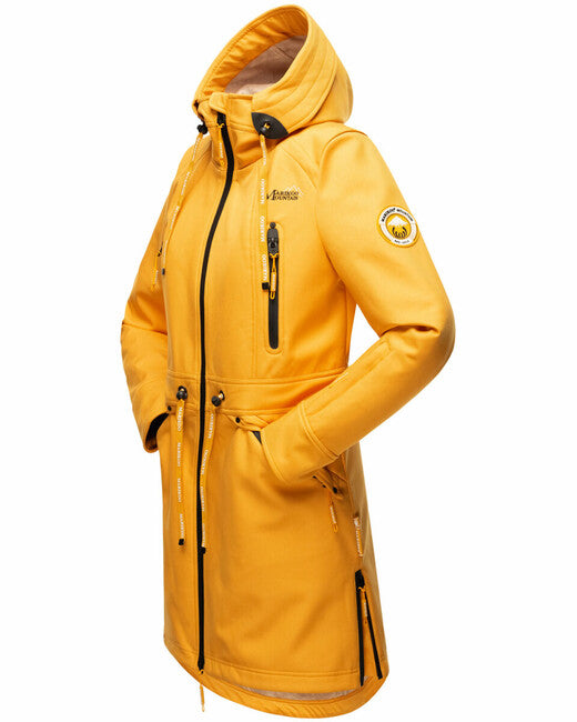 Marikoo Racquelle geacă softshell pentru femei cu glugă, amber yellow