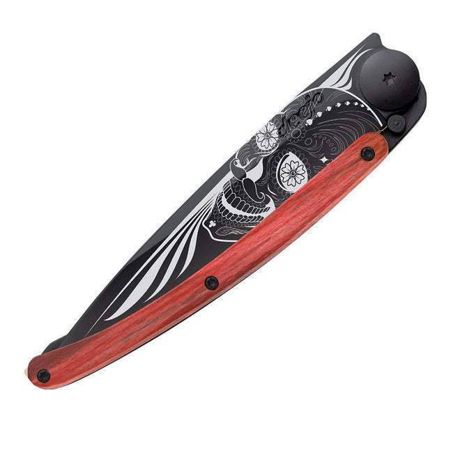 Deejo Latino briceag Black tattoo biker red beech crani