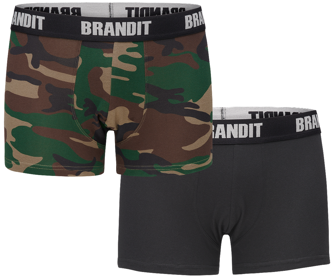 Brandit pánske boxerky set 2ks, woodland-čierne
