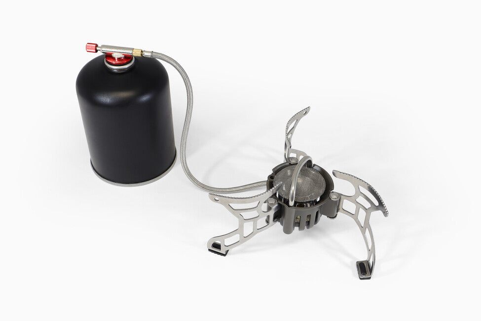 Origin Outdoors Rugged Multifuel arzător de camping compact multifuel cu sticlă de combustibil și set de unelte