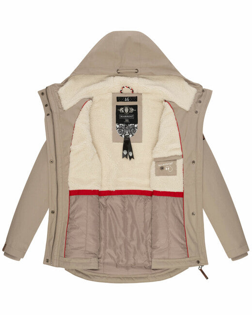 Marikoo Bikoo parka de iarnă pentru femei cu glugă, Light taupe