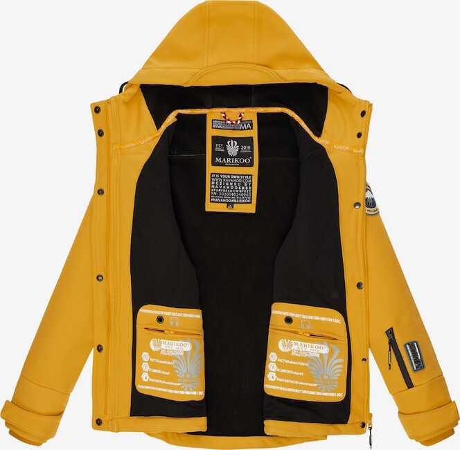 Marikoo KLEINE ZICKE geacă de tranziție pentru femei cu glugă, Amber yellow