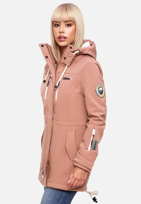 Marikoo ZIMTZICKE geacă softshell de iarnă pentru femei cu glugă, Terakota