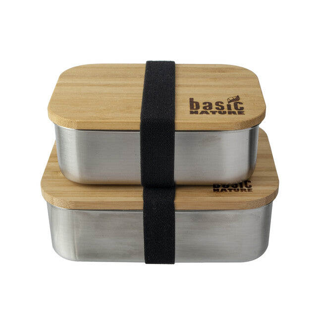 Origin Outdoors Bamboo cutie de prânz din oțel inoxidabil 1,2 l