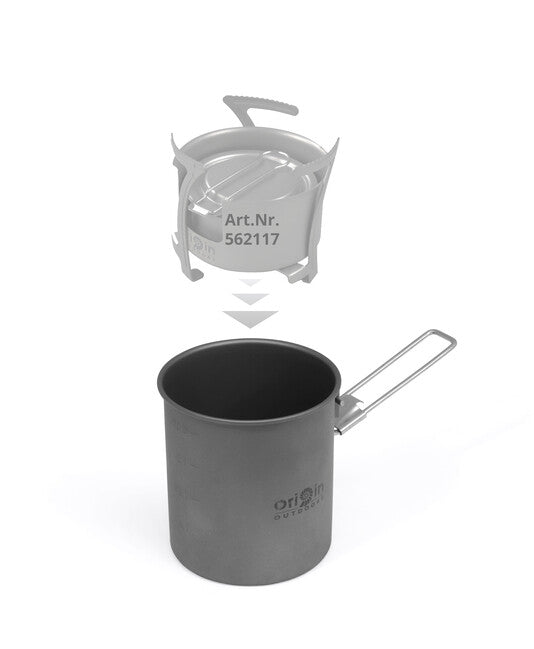 Origin Outdoors Titanium oală de trekking din titan/cană cu gură de turnare și mâner rabatabil Camping Pot, 750 ml