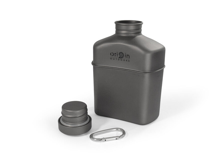 Origin Outdoors ploscă din titan cu carabinieră și geantă de transport 1 l Canteen