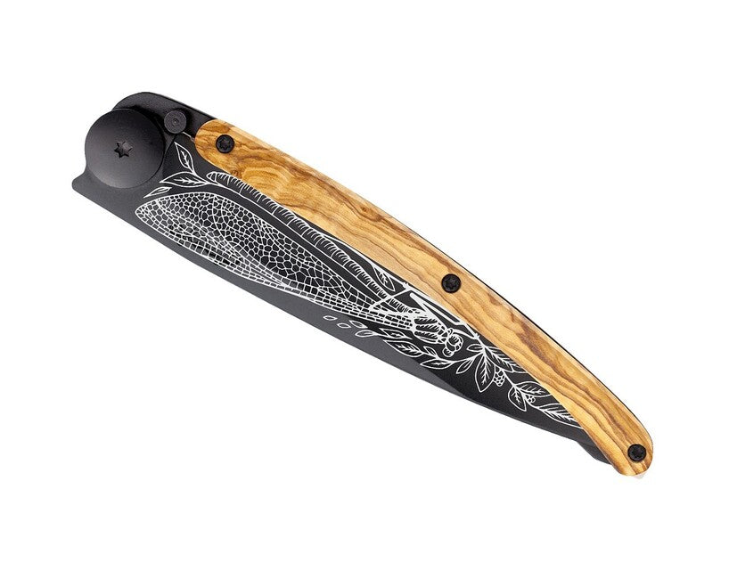 Deejo Tattoo Dragonfly briceag Black olive wood