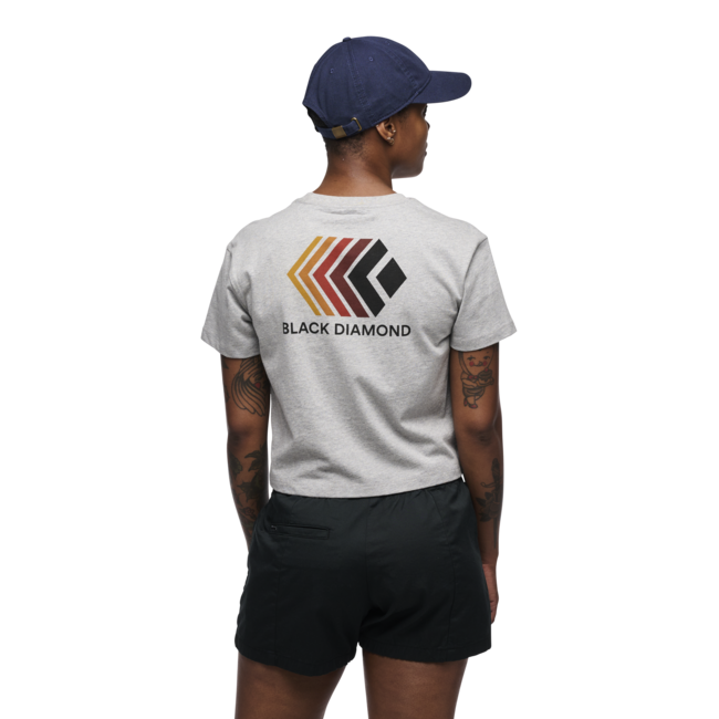 Black Diamond Faded tricou crop cu mânecă scurtă pentru femei, nickel heather