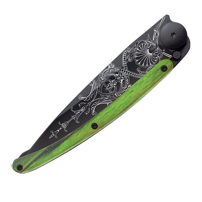Deejo Versailles briceag Black tattoo green beech