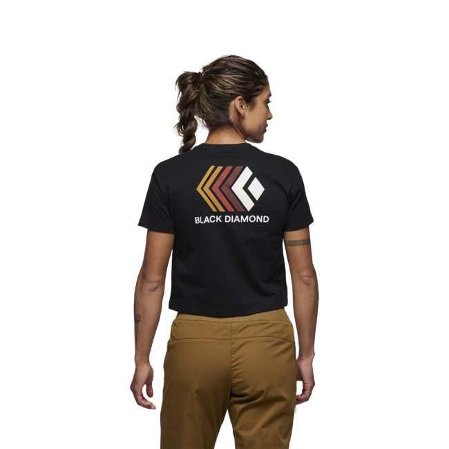 Black Diamond Faded tricou crop cu mânecă scurtă pentru femei, negru