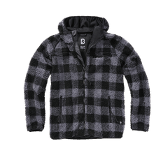 Brandit Worker geacă fleece cu glugă Teddyfleece, neagră/gri