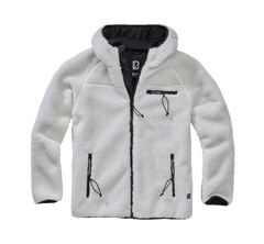 Brandit Worker geacă fleece cu glugă Teddyfleece, albă