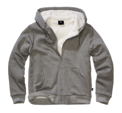 Brandit Sweatjacket hanorac pentru bărbați cu căptușeală caldă Teddylining, gri melange închis