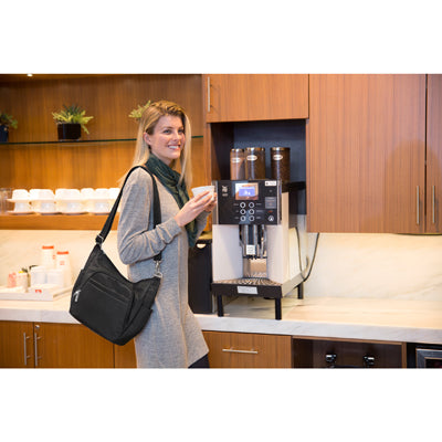 Travelon Classic Lady geantă de umăr anti-furt Crossbody, neagră