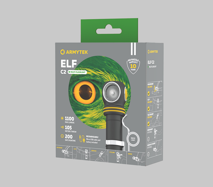 ArmyTek Elf C2 LED lanternă de mână alb rece, alimentară din acumulator, 1100 lm, 4800 h, 65 g