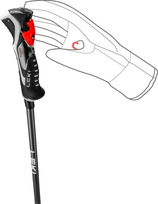 LEKI Carbon 14 3D bețe de schi alpin, negre/antracit închis/roșu deschis