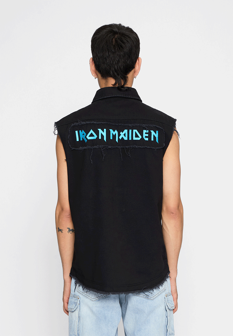 Brandit Iron Maiden FOTD vintage košeľa bez rukávov, čierna