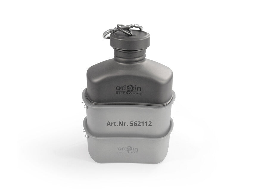 Origin Outdoors ploscă din titan cu carabinieră și geantă de transport 1 l Canteen