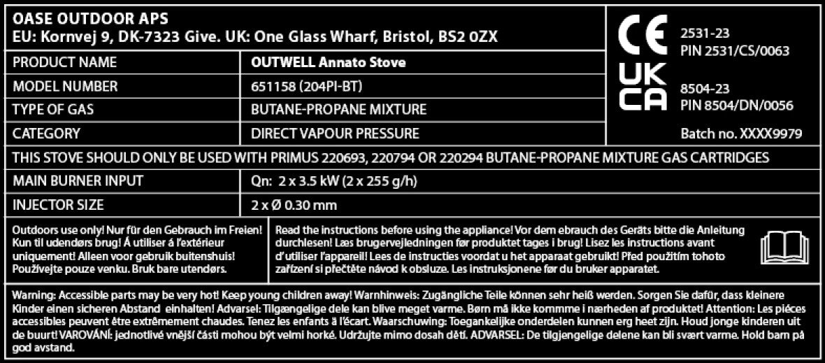 Outwell Anatto arzător pe gaz