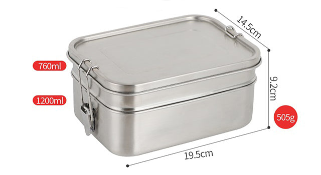Origin Outdoors Deluxe Double Box cutie termoizolantă pentru prânz din oțel inoxidabil, 1,9 l