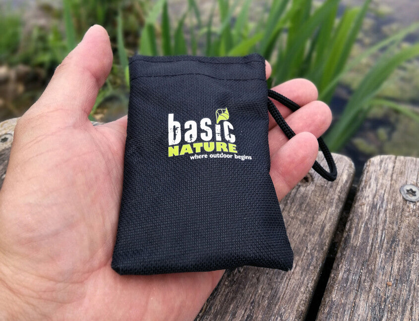 BasicNature MiniTrek set de tacâmuri pliabile din oțel inoxidabil cu geantă din nylon