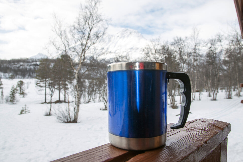 BasicNature MUG termocană din oțel inoxidabil, albastră, 0,42 l