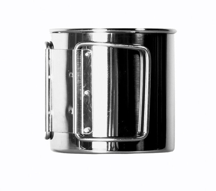 BasicNature Space Safer Mini cană din oțel inoxidabil cu mâner pliabil 0,35 l
