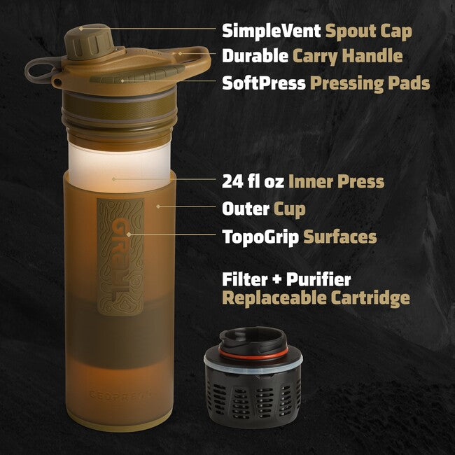 GRAYL GeoPress Purifier sticlă de filtrare, Coyote Brown