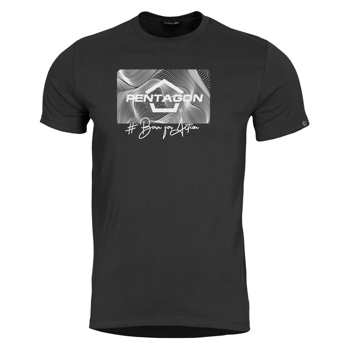 Pentagon Contour tricou, negru
