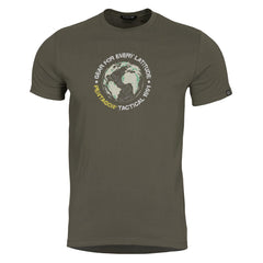 Pentagon Globe tricou pentru bărbați cu mânecă scurtă, verde închis