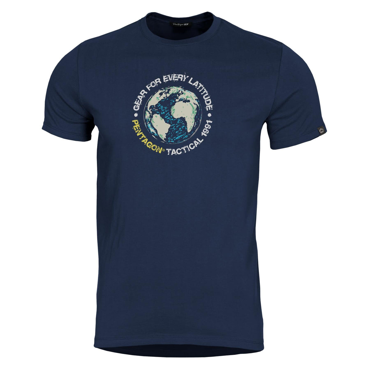 Pentagon Globe tricou pentru bărbați cu mânecă scurtă, midnight blue