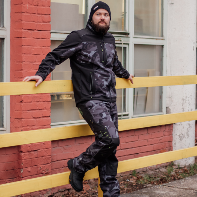BENNON CAMOS pantaloni softshell, negri/gri