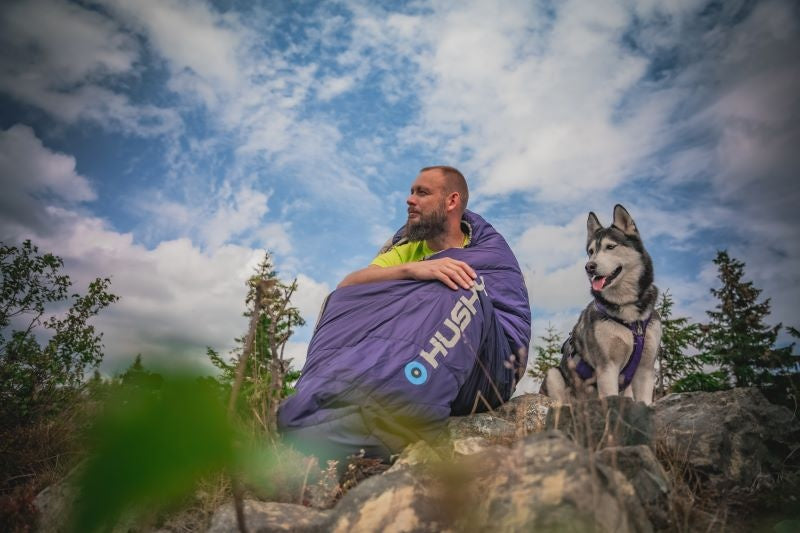 HUSKY Ember sac de dormit sintetic trei sezoane lung, albastru/gri
