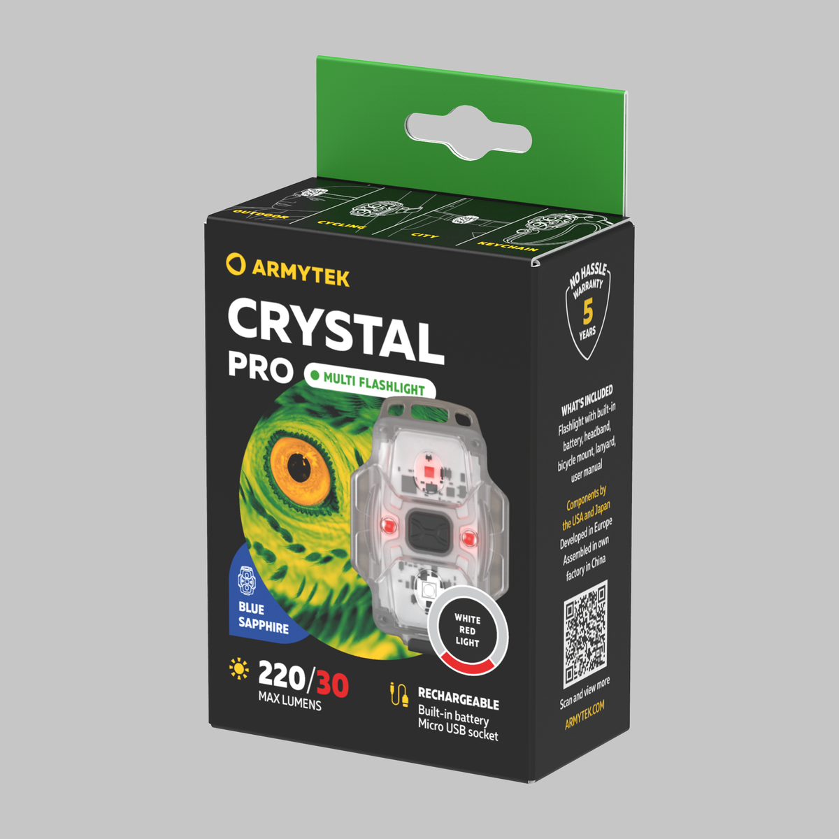 ArmyTek Crystal Pro Blue lanternă portabilă LED F07101B, albastră, transparent