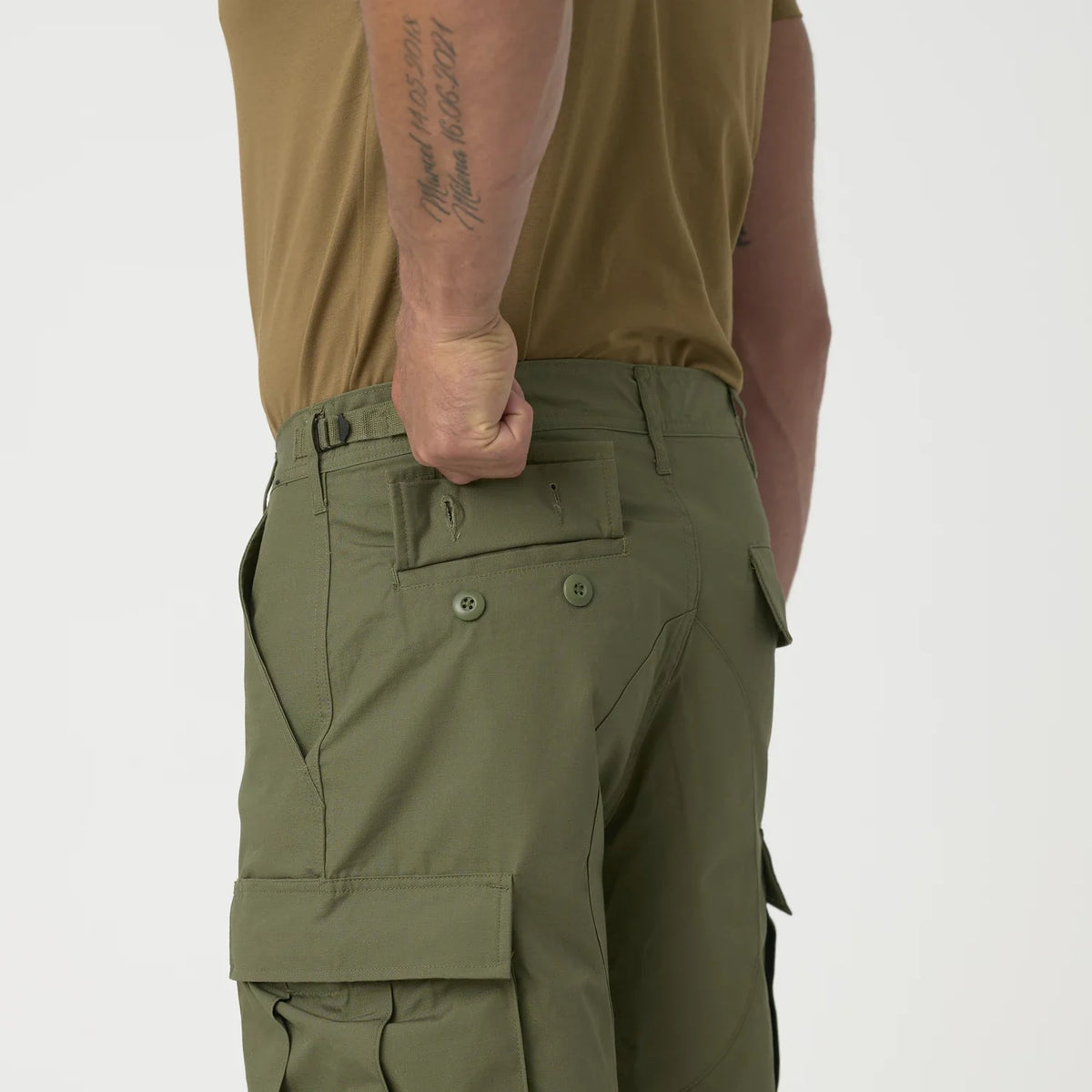 Helikon-Tex BDU krátke nohavice PolyCotton Ripstop, olivovo zelené – detail 5