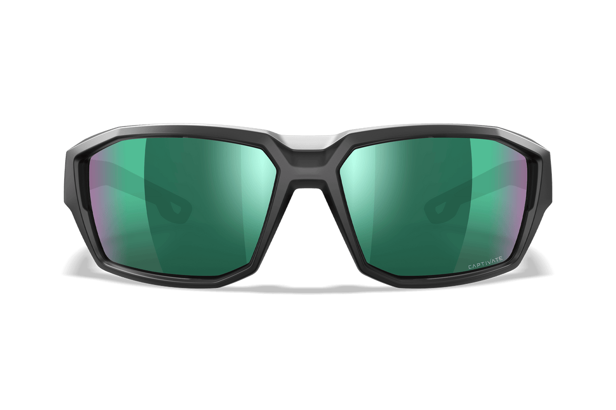 Wiley X Alpine ochelari balistici de soare, Matte Translucent Black / CAPTIVATE Polarized Green Mirror