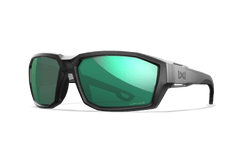 Wiley X Alpine ochelari balistici de soare, Matte Translucent Black / CAPTIVATE Polarized Green Mirror