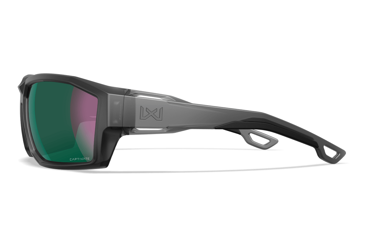 Wiley X Alpine ochelari balistici de soare, Matte Translucent Black / CAPTIVATE Polarized Green Mirror