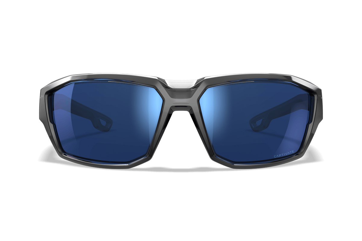 Wiley X Alpine ochelari balistici de soare, Gloss Crystal Grey / CAPTIVATE Polarized Blue Mirror