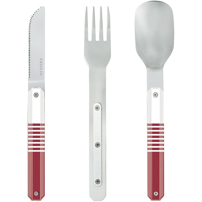 AKINOD set tacâmuri de călător magnetic, red mariniere-mirror finish